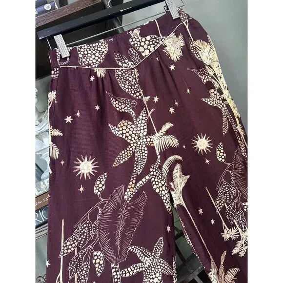 Forte Forte Printed Palazzo Pants Purple Cream Womens Size 00 XXS - Picture 9 of 12